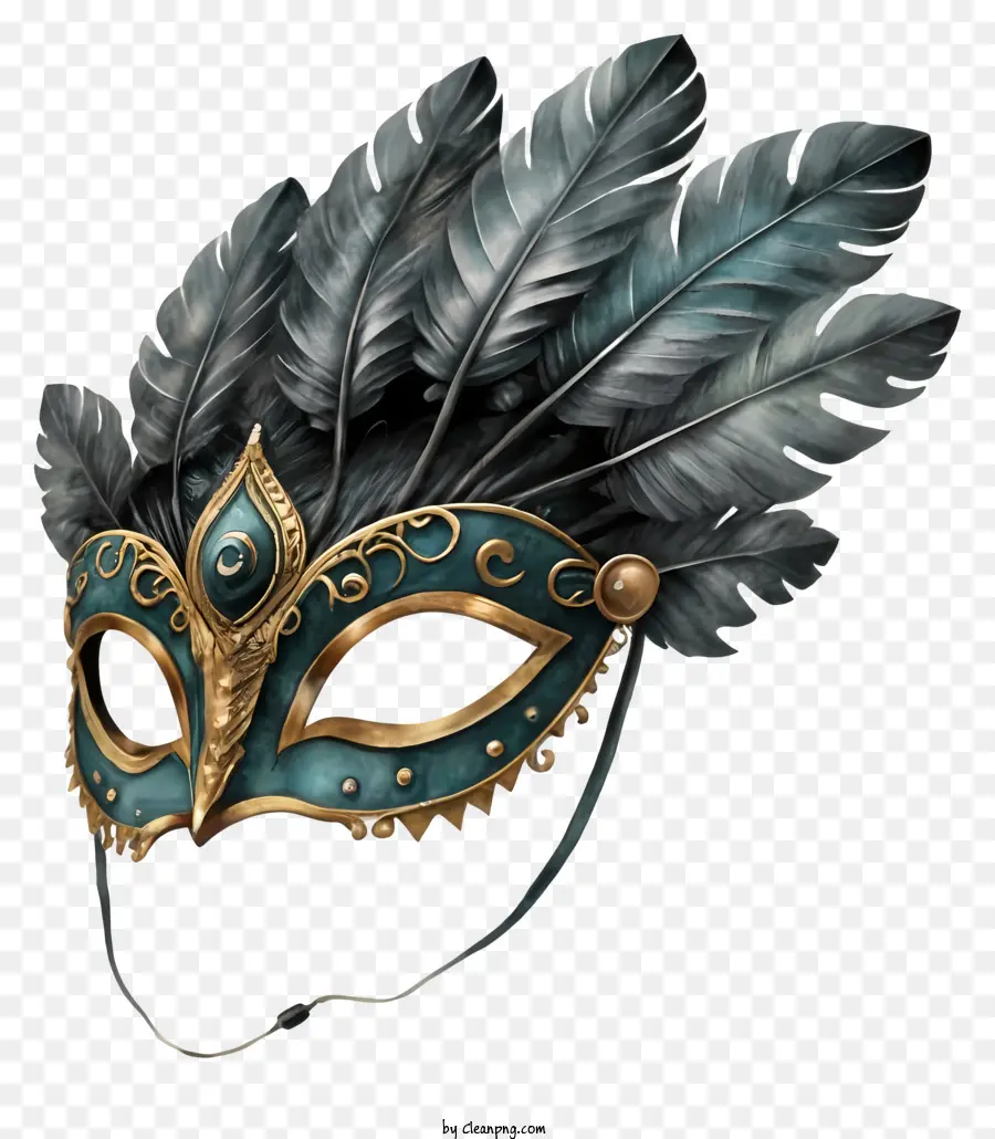 Plume Masque，Masque En Filigrane En Or PNG