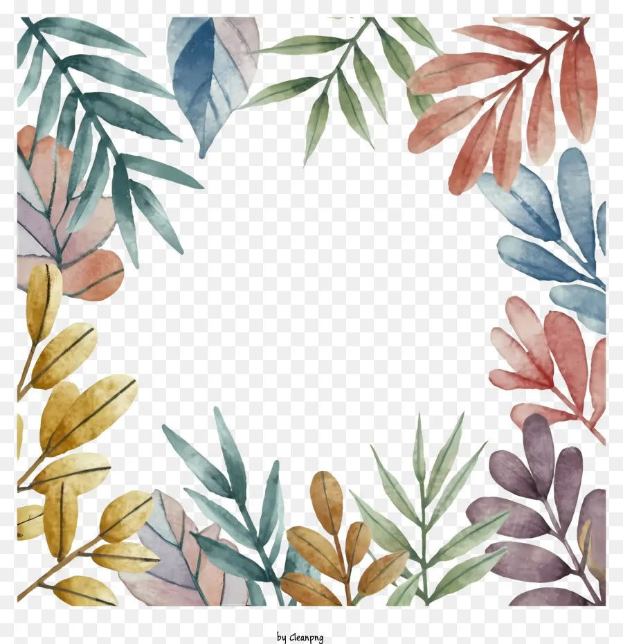 Feuilles D'aquarelle，Cadre De Feuille PNG