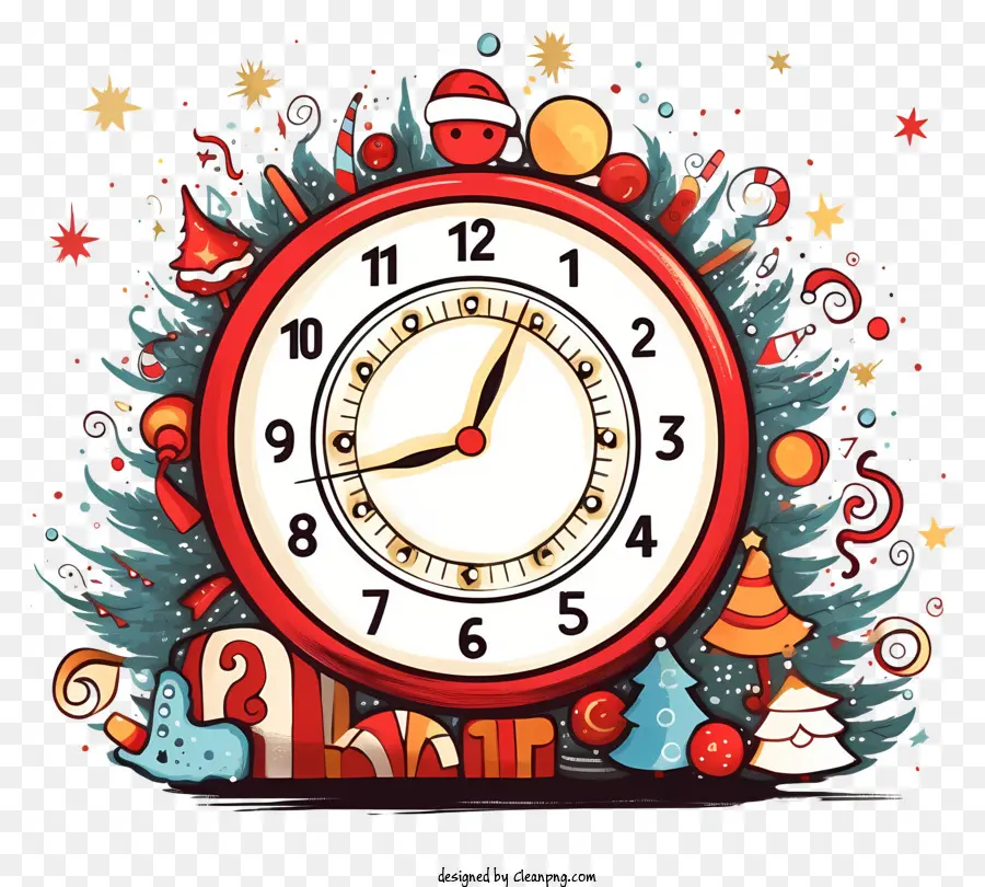 Noël Horloge，Horloge Festive PNG