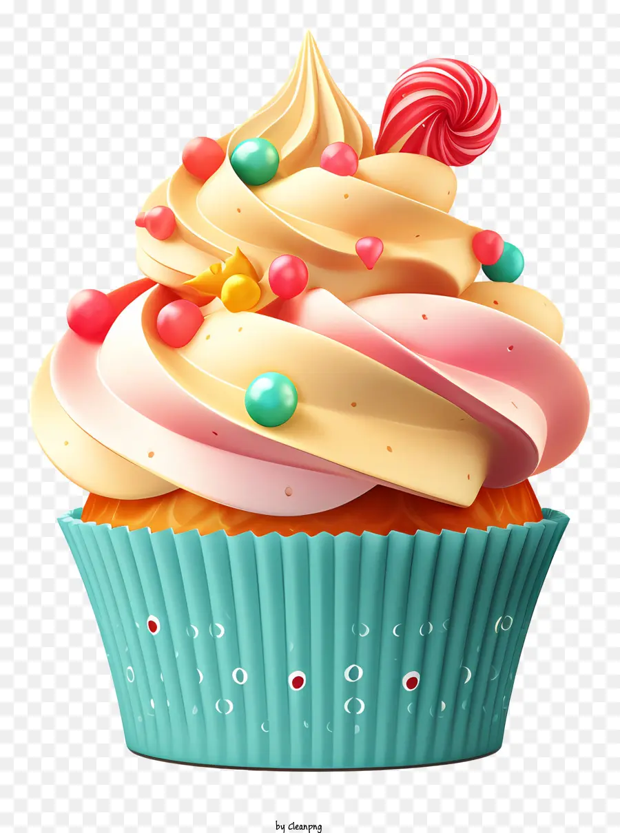 Cupcake，Glaçage Coloré PNG