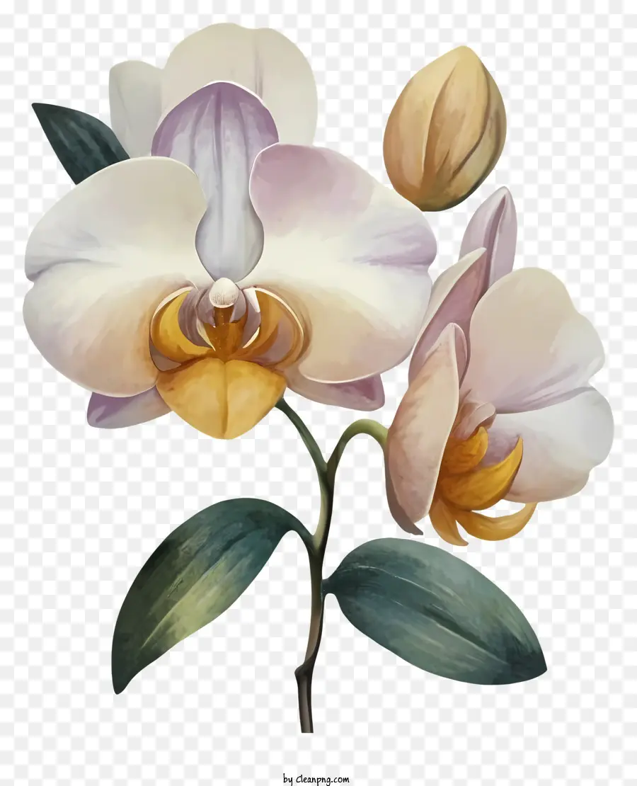 Peinture à L'aquarelle，Fleur D'orchidée Blanche Simple PNG