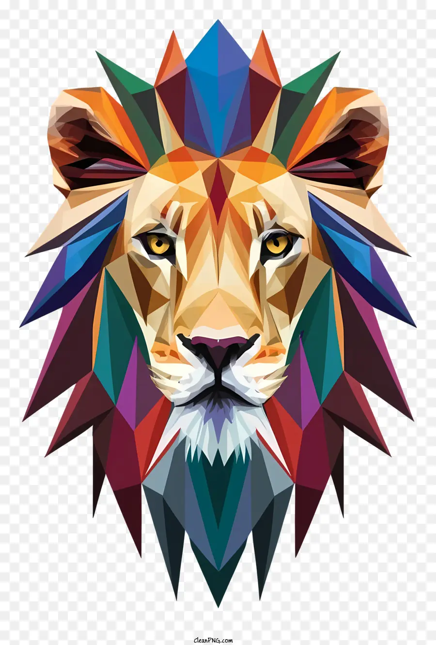 Tête De Lion，Lion Coloré PNG