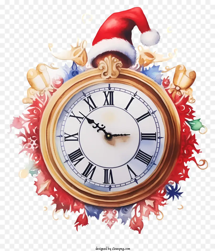 Horloge Du Père Noël，Noël Horloge PNG