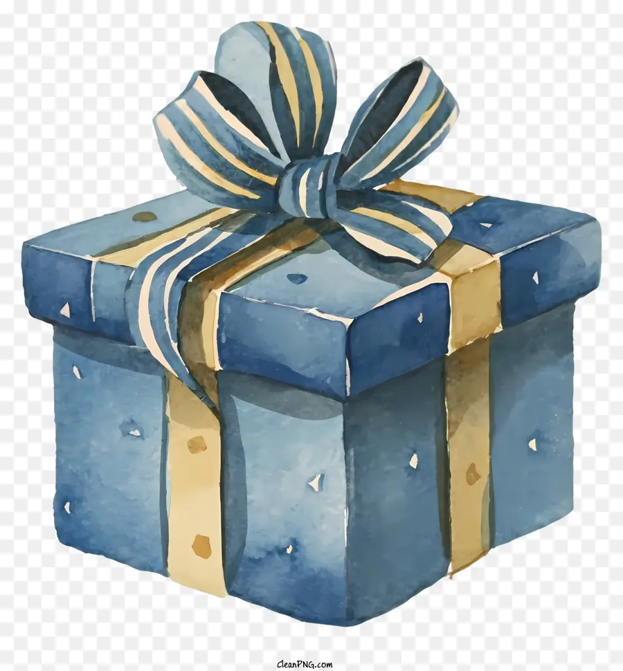 Boîte Cadeau，Papier Aquarelle Bleu PNG