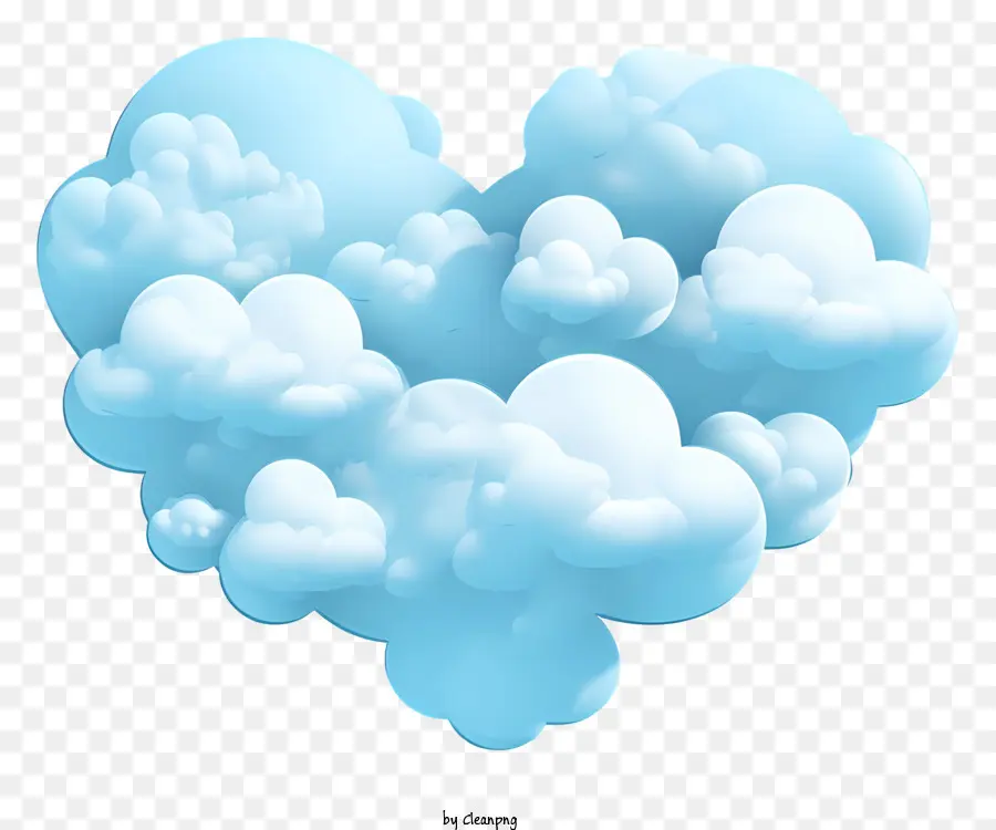 Nuage En Forme De Coeur，Nuage Bleu Et Blanc PNG