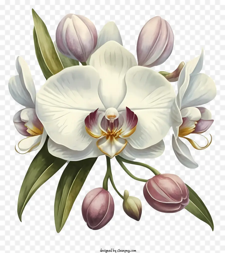 Image En Noir Et Blanc，L'orchidée Blanche PNG