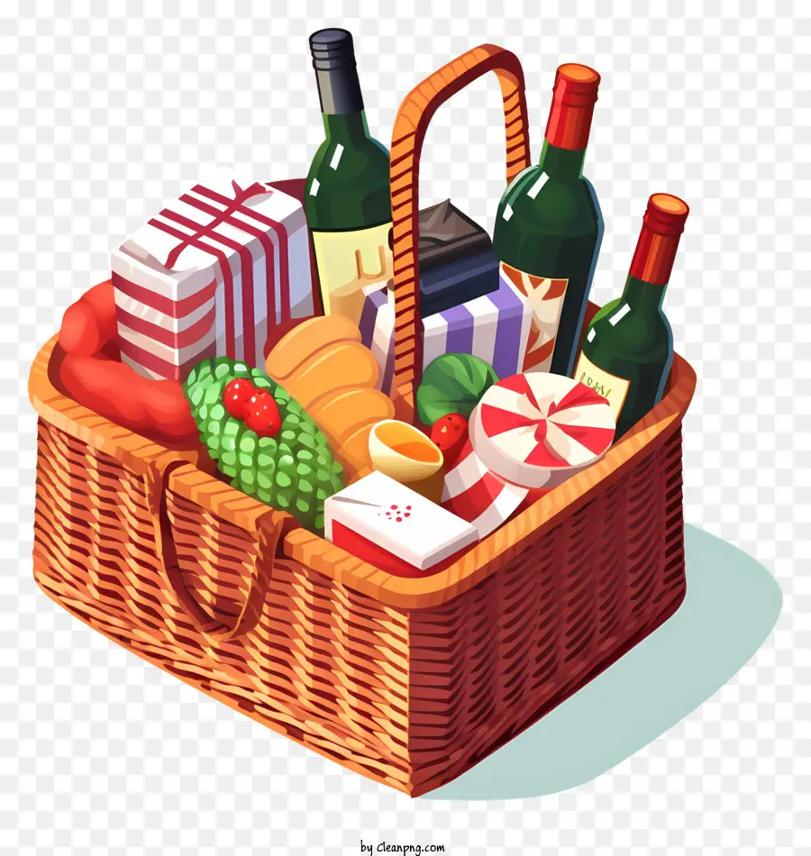 Panier En Osier，Panier Cadeau PNG