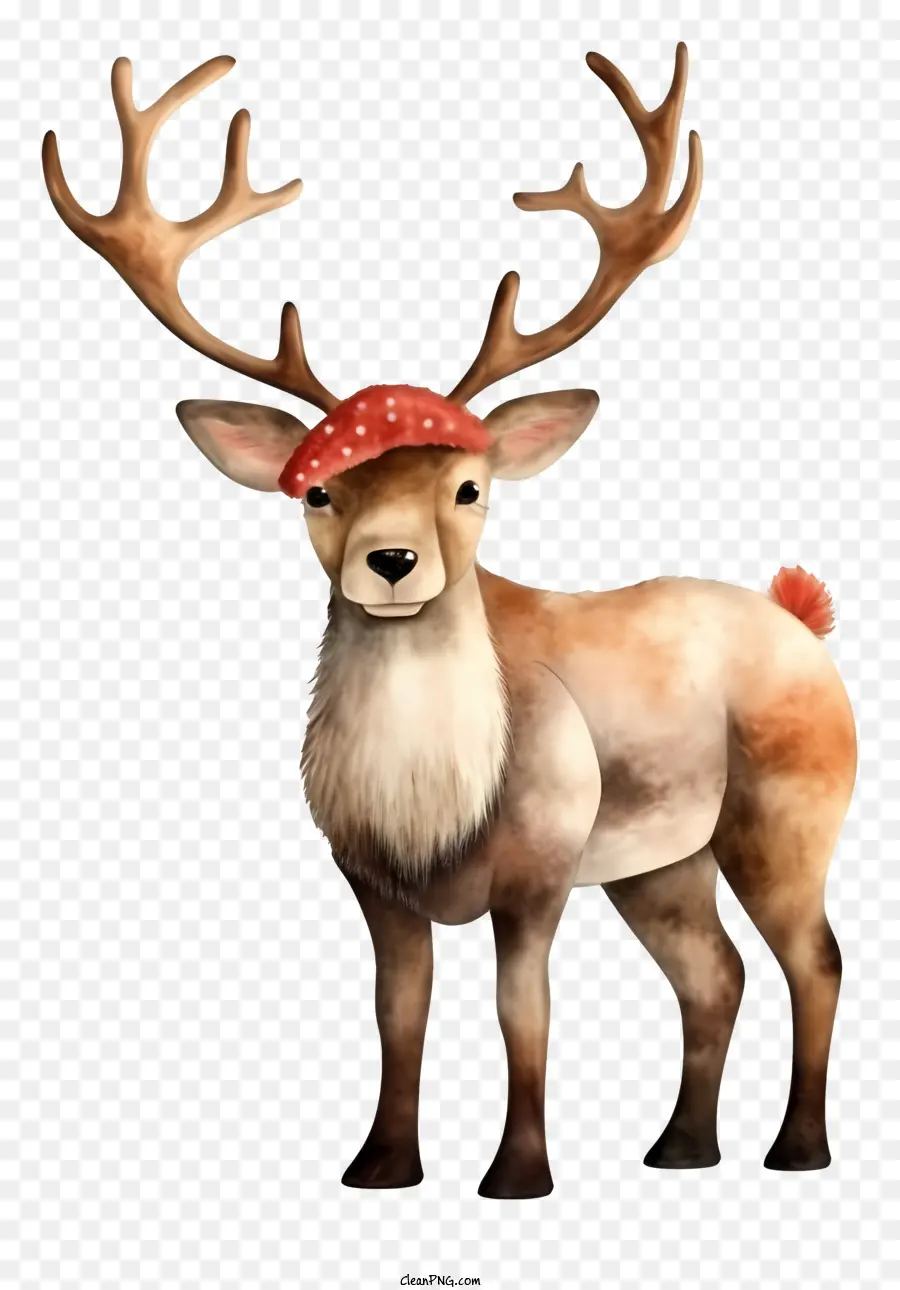 Renne，Cerf Au Chapeau Rouge PNG