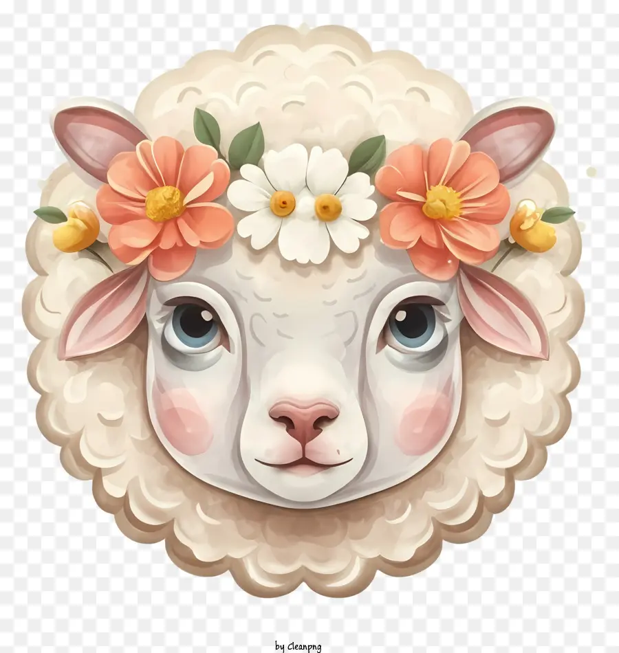 Les Moutons Illustration，Couronne De Fleurs PNG