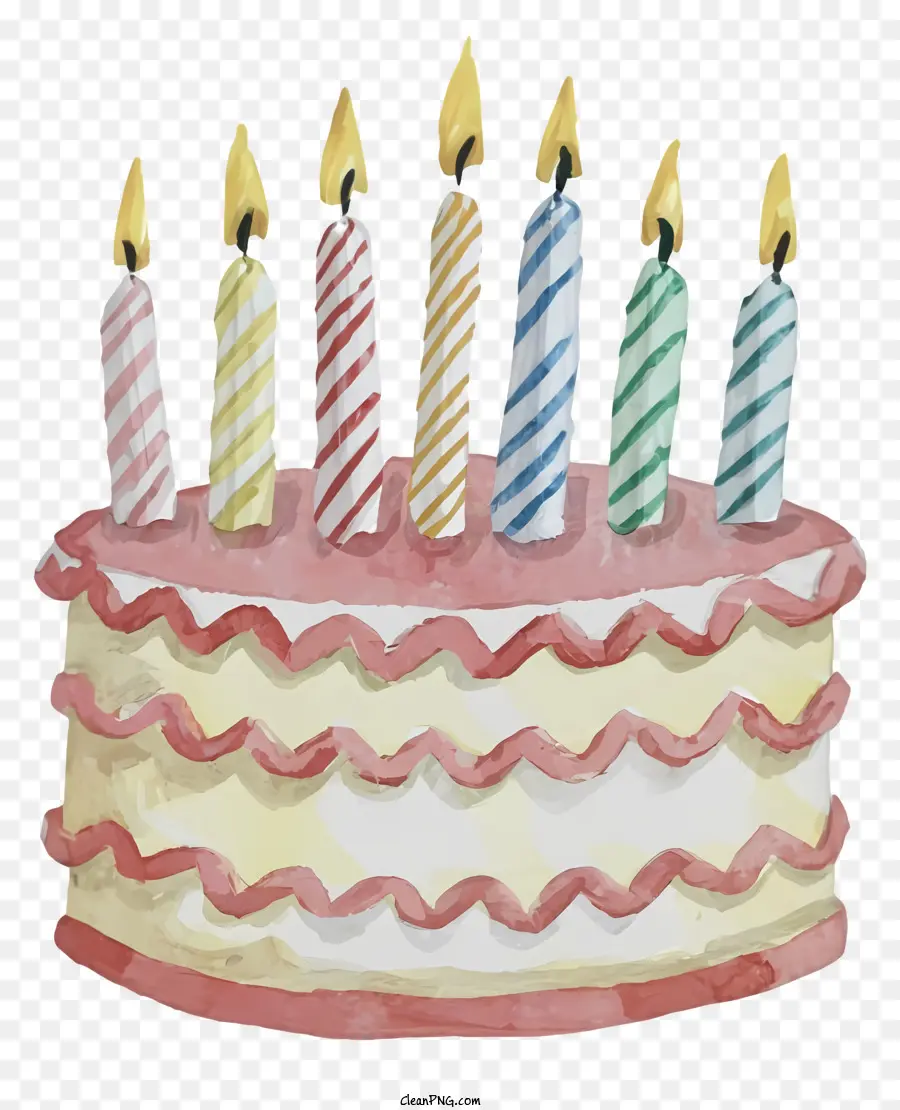 Gâteau D'anniversaire，Sept Bougies PNG