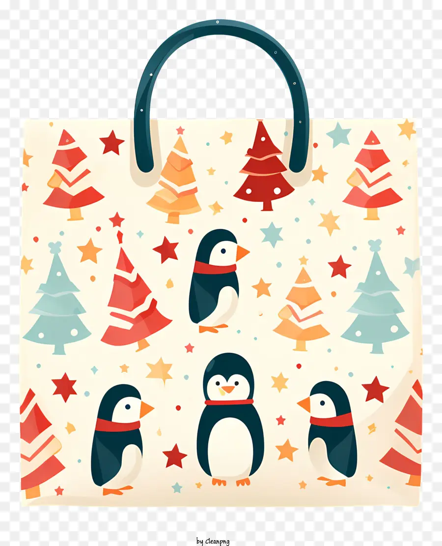 Shopping De Noël Sac，Sac De Noël Sur Le Thème Des Pingouins PNG