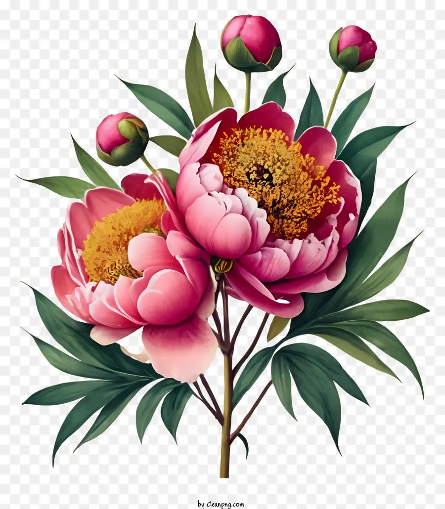 Rose Pivoine，Floral Peinture PNG