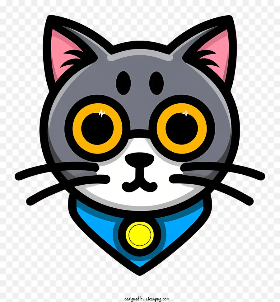 Gris Chat，Bandana Jaune PNG