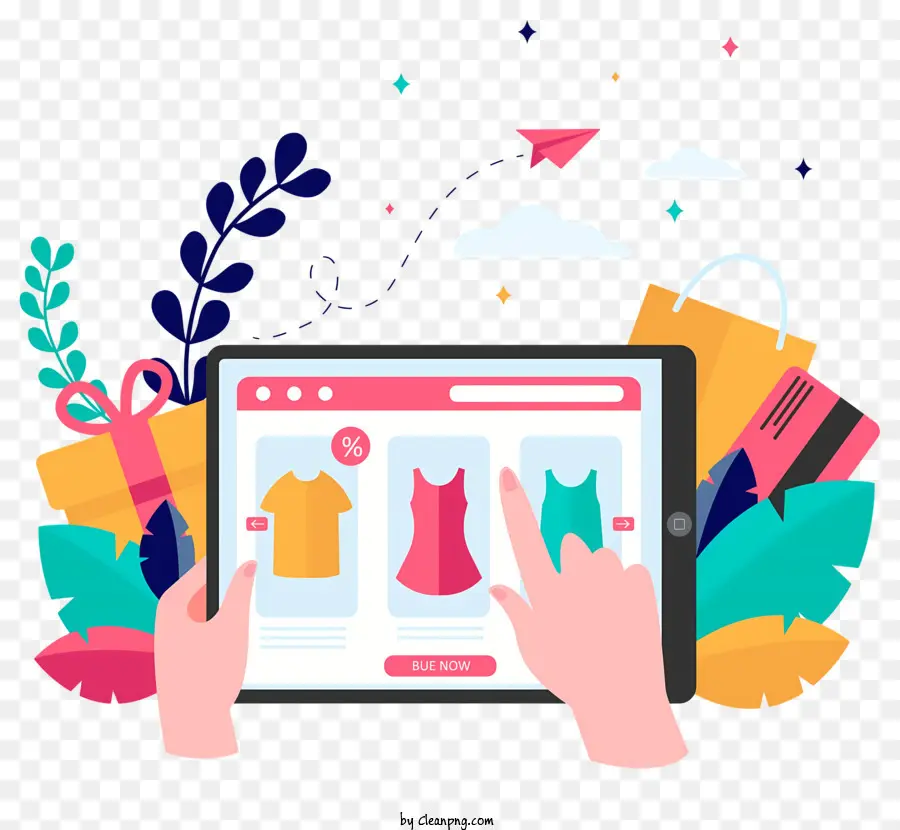 Shopping De Tablette，Vêtements De Commerce électronique PNG