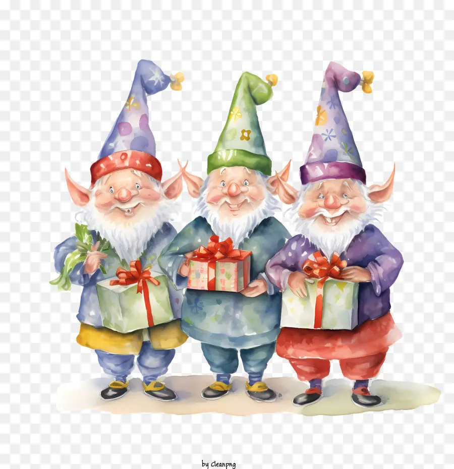 Gnome De Noël，Gnomes Avec Des Cadeaux PNG