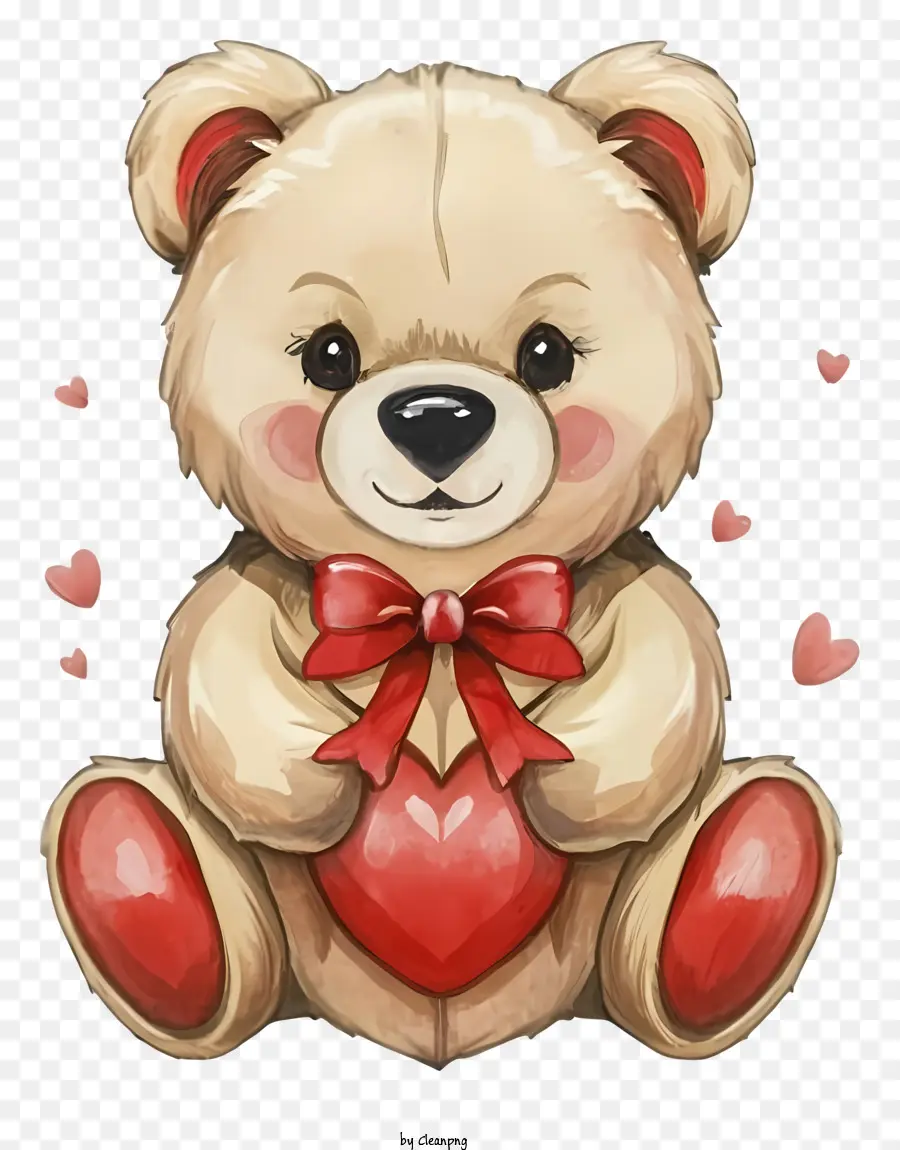 Mignon De Bande Dessinée L'ours En Peluche，Coeur Rouge PNG