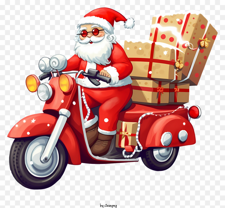 Le Père Noël, Moto, Présente PNG Le Père Noël, Moto, Présente