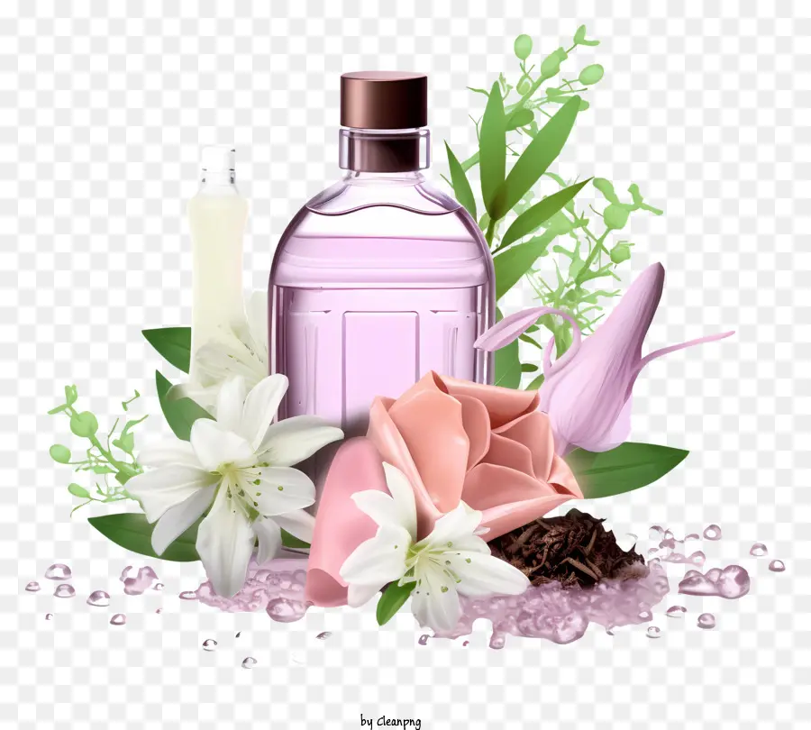 Rose Bouteille De Parfum，Le Parfum De La Fleur PNG