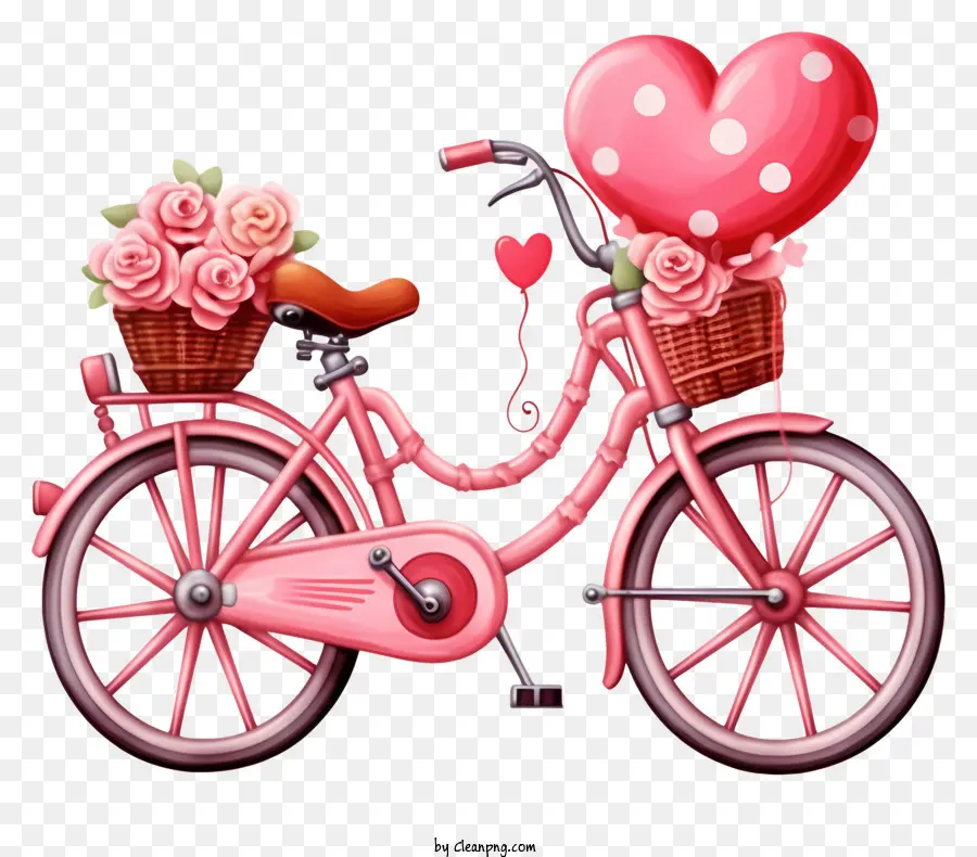 Vélo Rose，Panier De Roses PNG