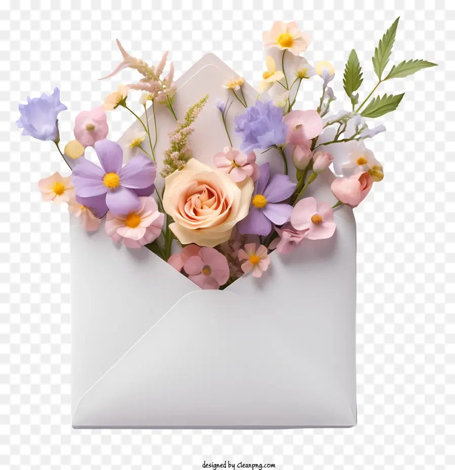 Bouquet De Fleurs，Enveloppe Blanche PNG