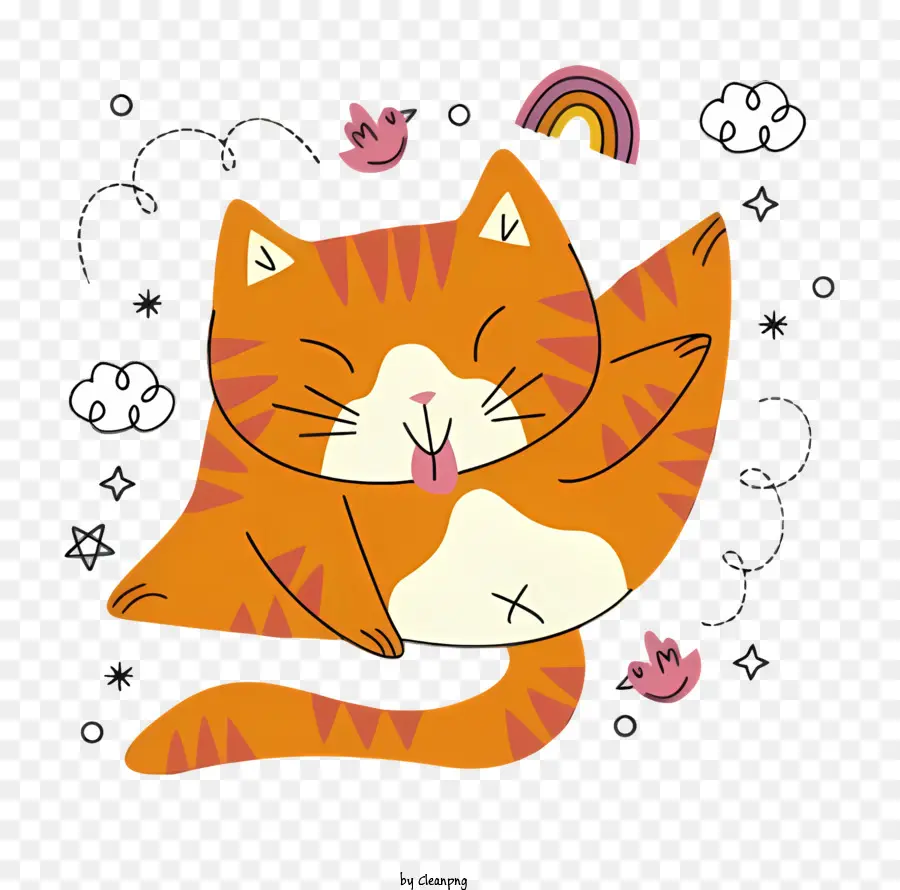 Chat De Dessin Animé，Chat Orange PNG