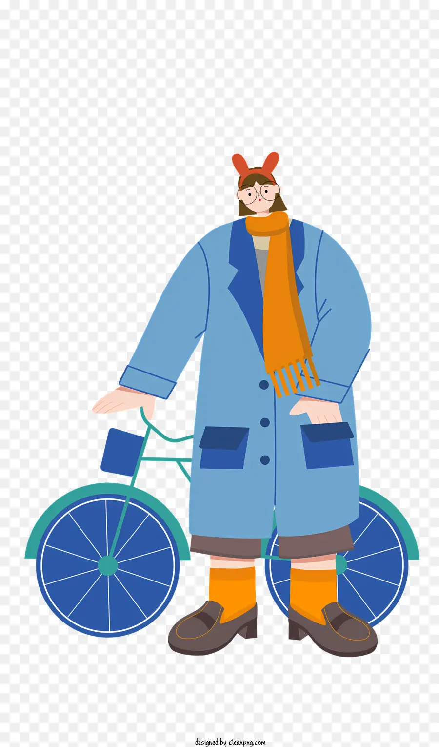 Homme En Veste Bleue，Vélo Avec Panier PNG