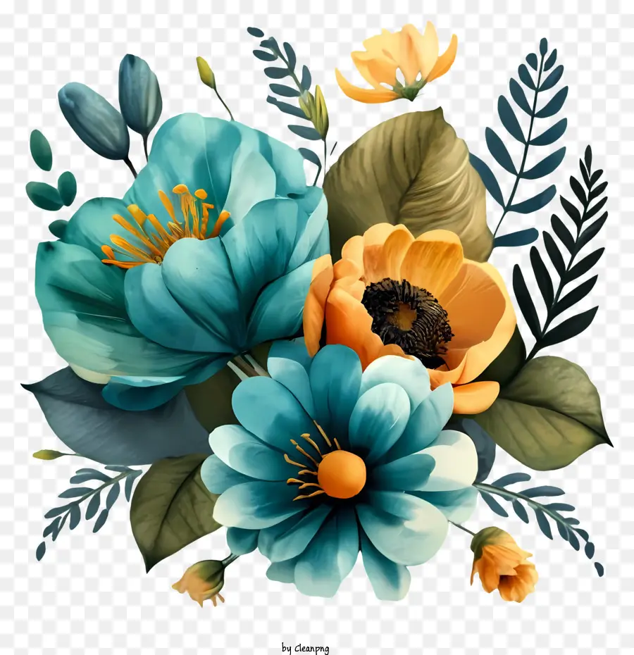 Bouquet，Fleurs Bleues PNG