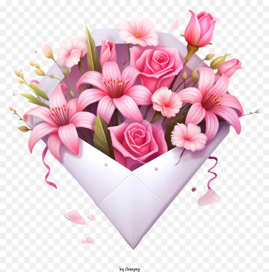 Bouquet Rose，Cœur PNG