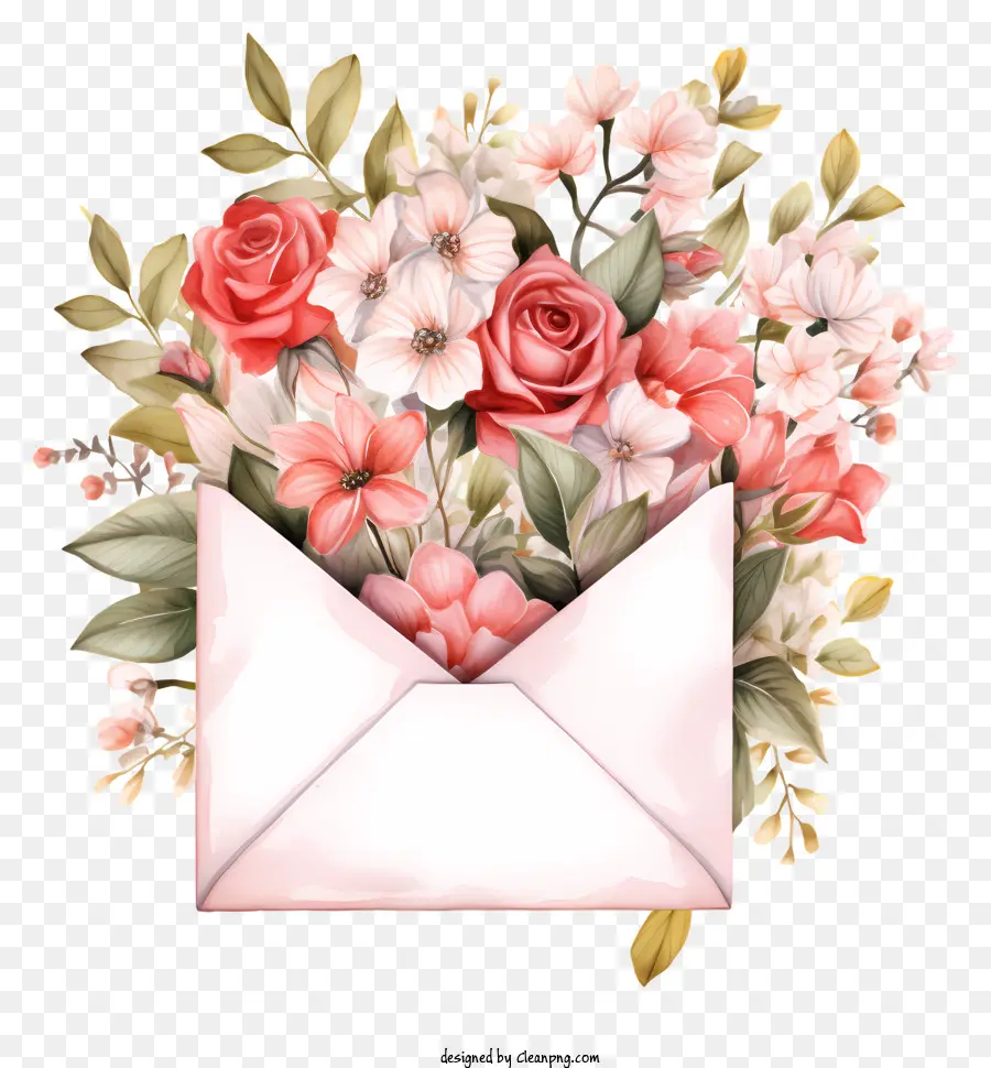 Enveloppe Remplie De Fleurs，Enveloppe Avec Des Fleurs PNG