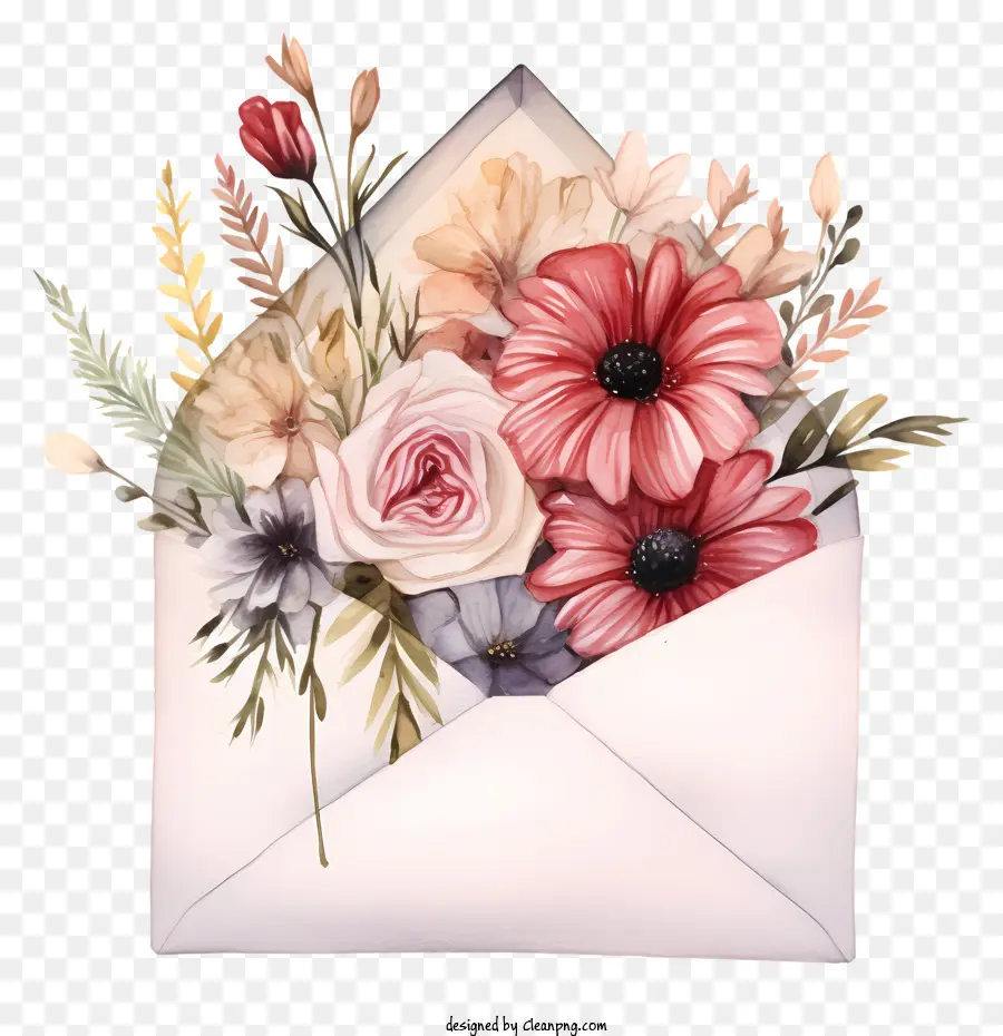 Bouquet De Fleurs，Enveloppe Avec Des Fleurs PNG