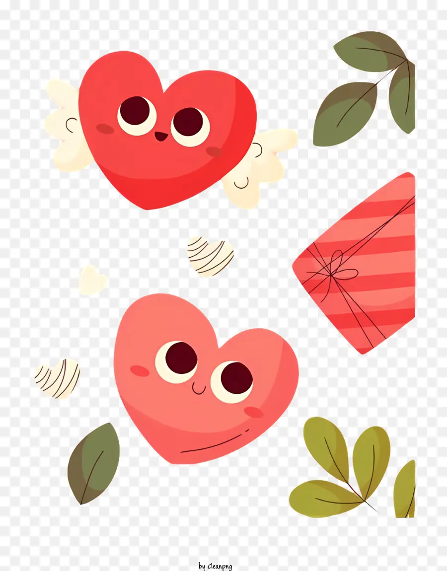 Coeur Avec Ailes Et Rose，Coeurs Mignons PNG