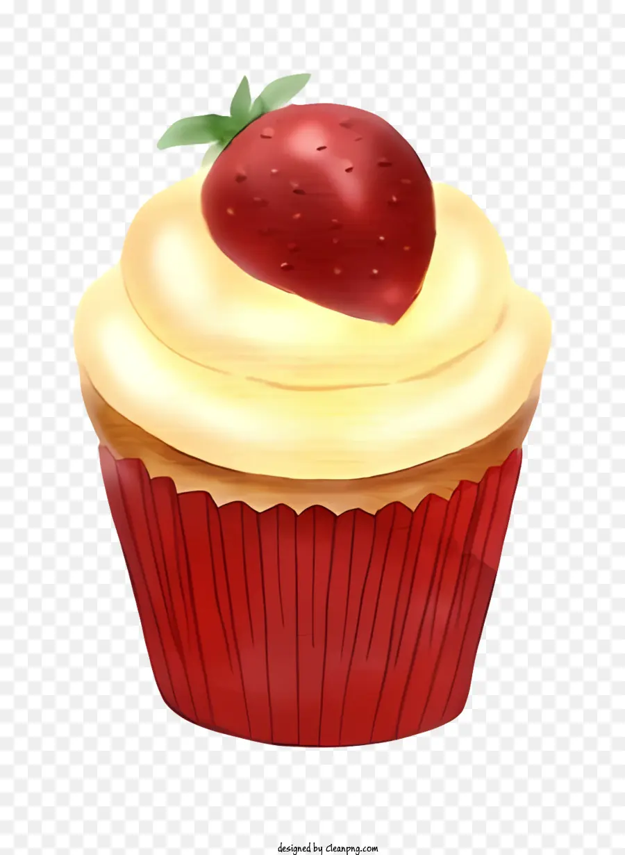 Rouge Cupcake，Cupcake à Garniture à La Crème PNG