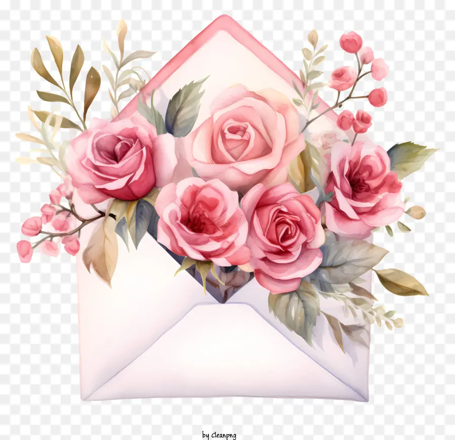 Enveloppe Blanche，Les Roses Roses PNG