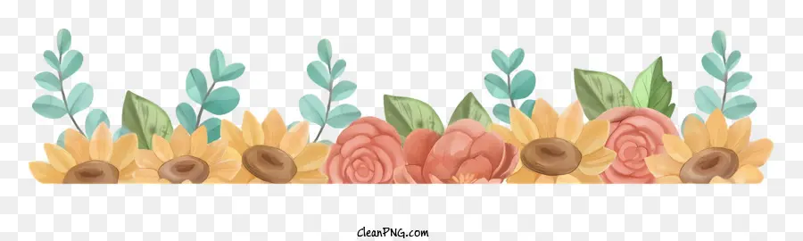 Bordure De Fleurs，Bordure Florale PNG