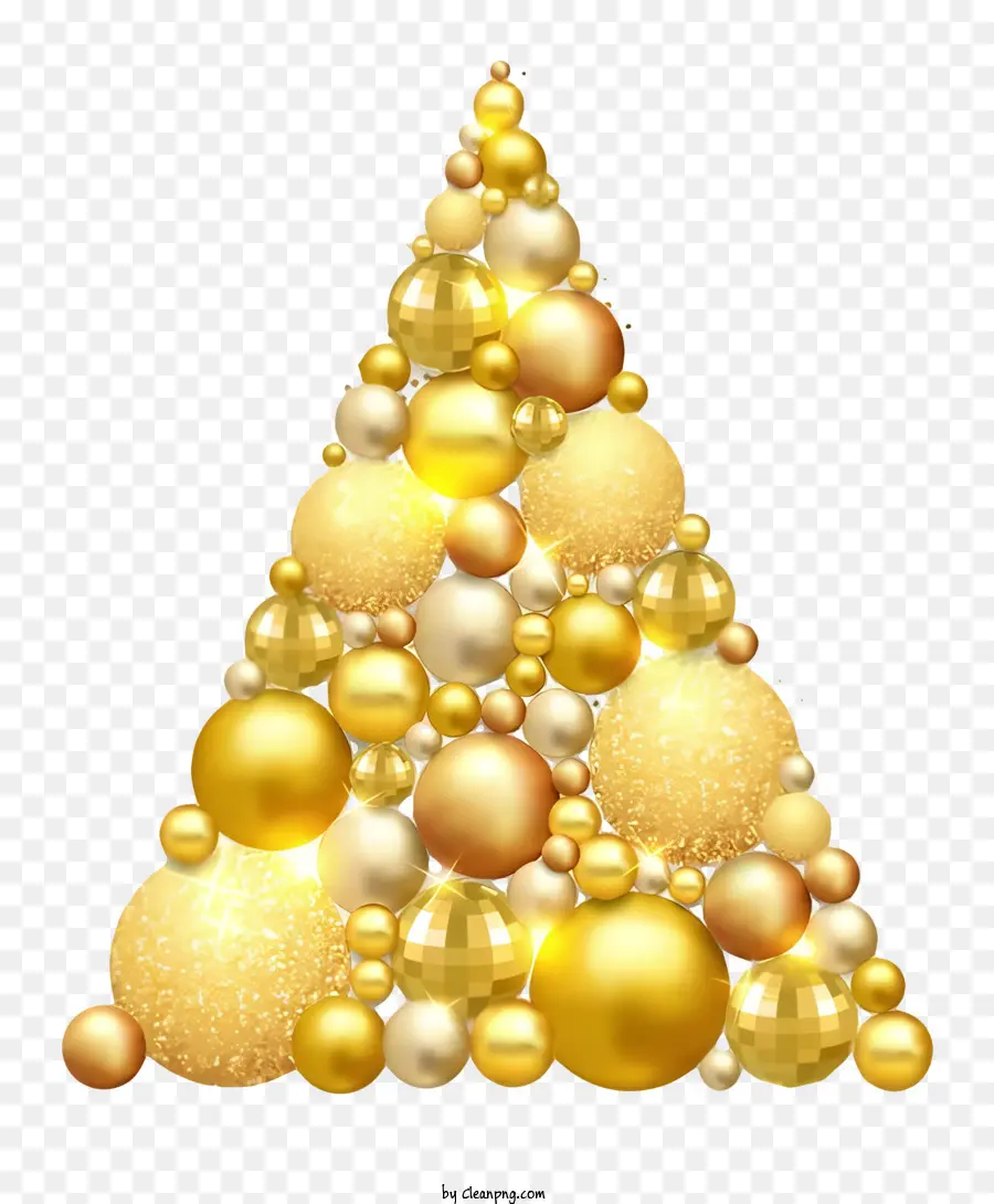 Or Arbre De Noël，Sphères Brillantes PNG