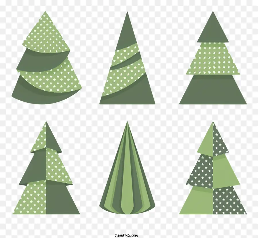 Arbres De Noël Verts，Feuilles à Pois PNG