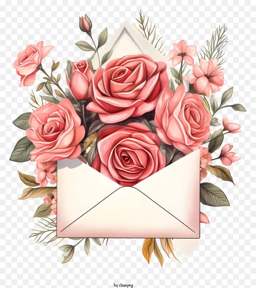 Ouvrir L'enveloppe，Les Roses Roses PNG