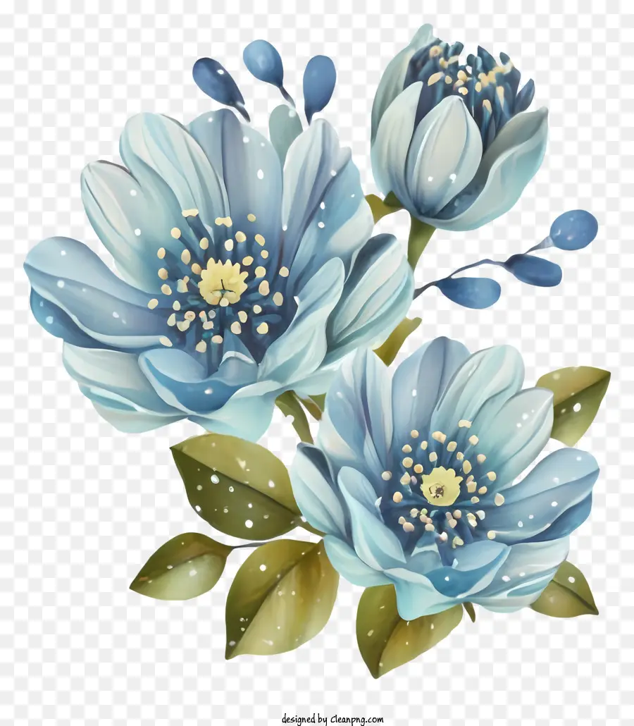 Peinture à L'aquarelle，Fleurs Bleues PNG