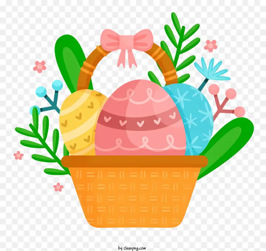 Panier De Pâques，Oeufs Colorés PNG