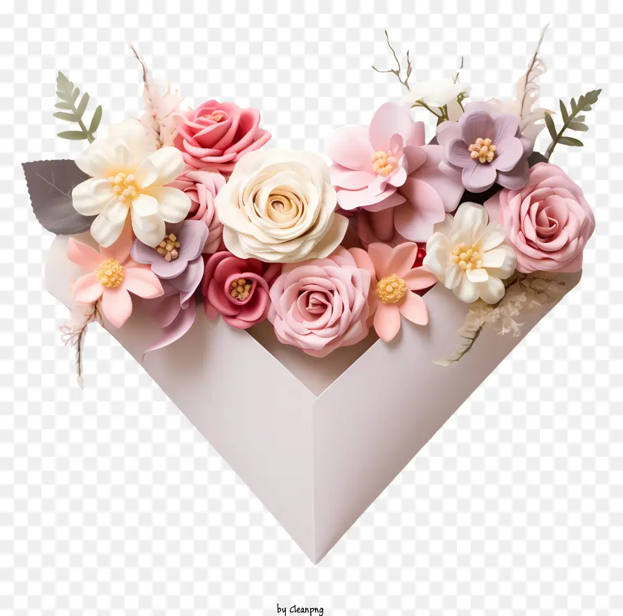 Fleur De Coeur，Fleurs Roses Et Blanches PNG