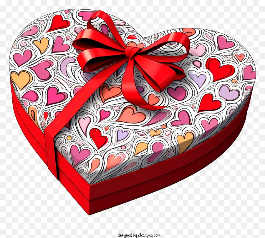 Heartshaped Boîte Cadeau，Ruban Rouge Bow PNG