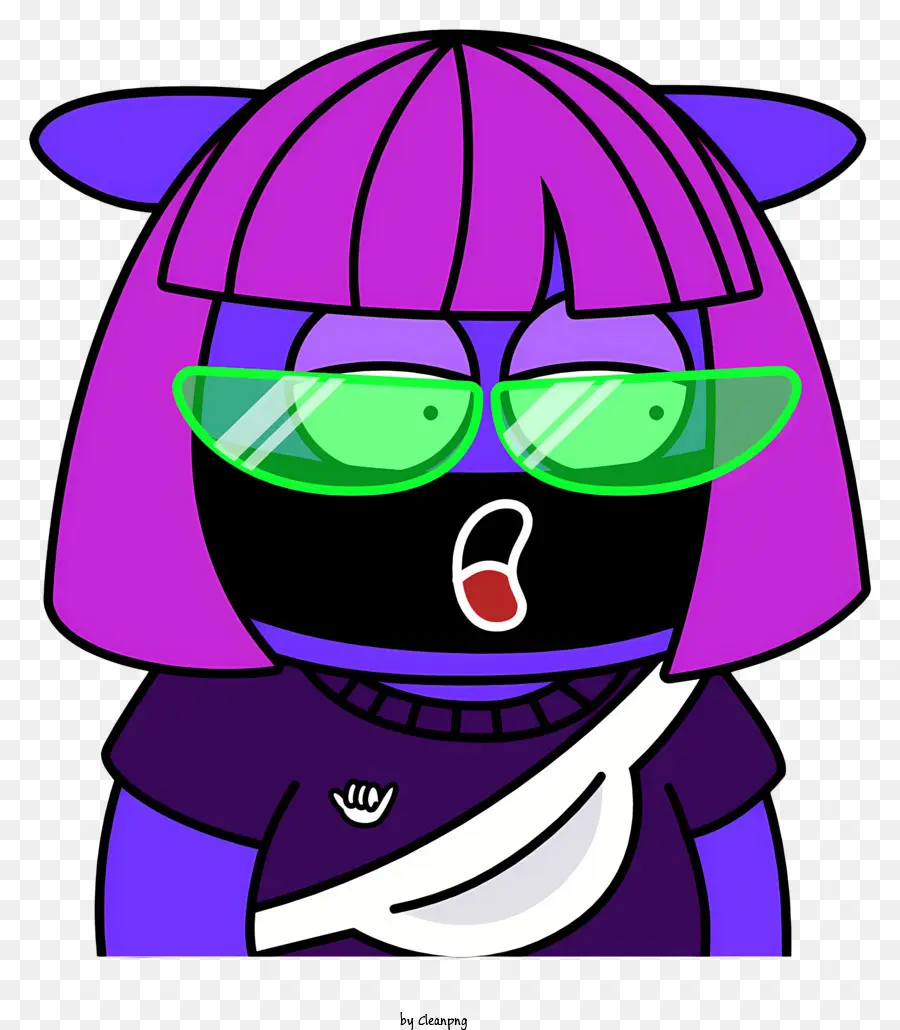 Personnage De Dessin Animé，Caractère Violet Avec Des Lunettes Vertes PNG