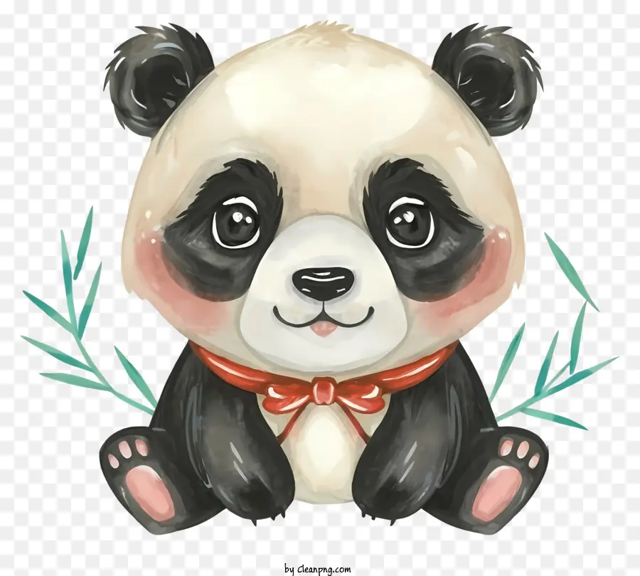 Peinture à L'aquarelle，Panda Mignon PNG