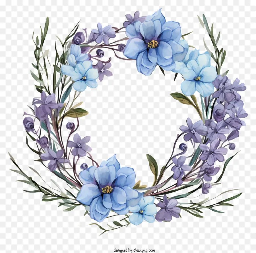 Couronne，Fleurs Bleues PNG