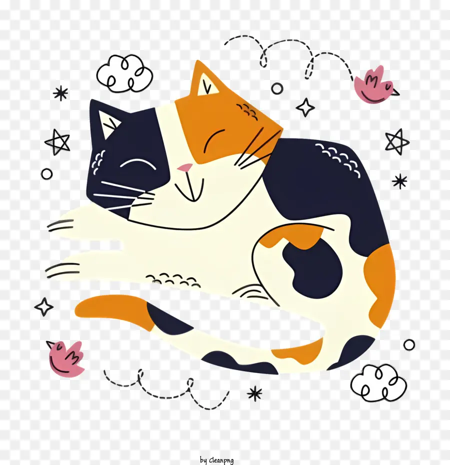 Chat De Dessin Animé，Chat Endormi PNG