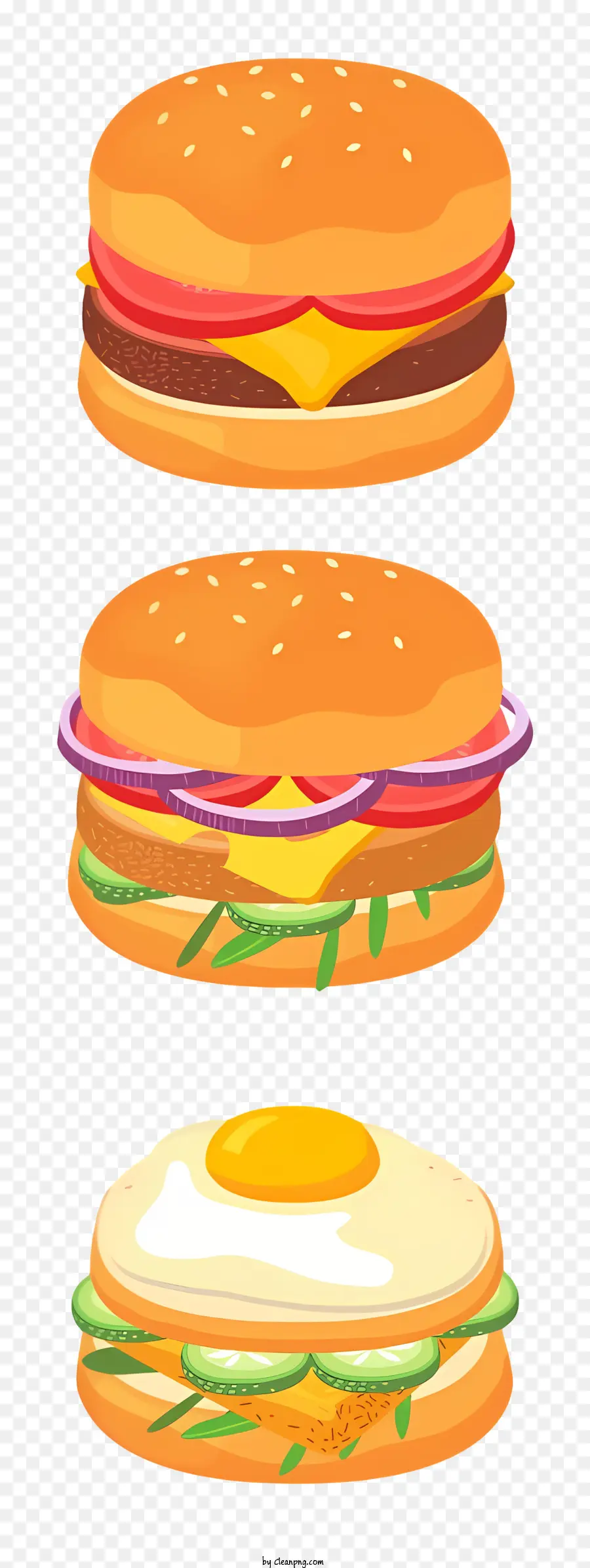 Illustration 3d，Les Hamburgers PNG