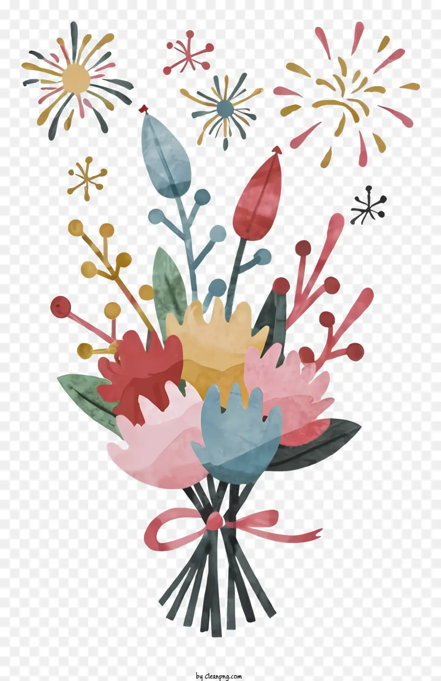 Fleurs Colorées，Bouquet De Fleurs PNG