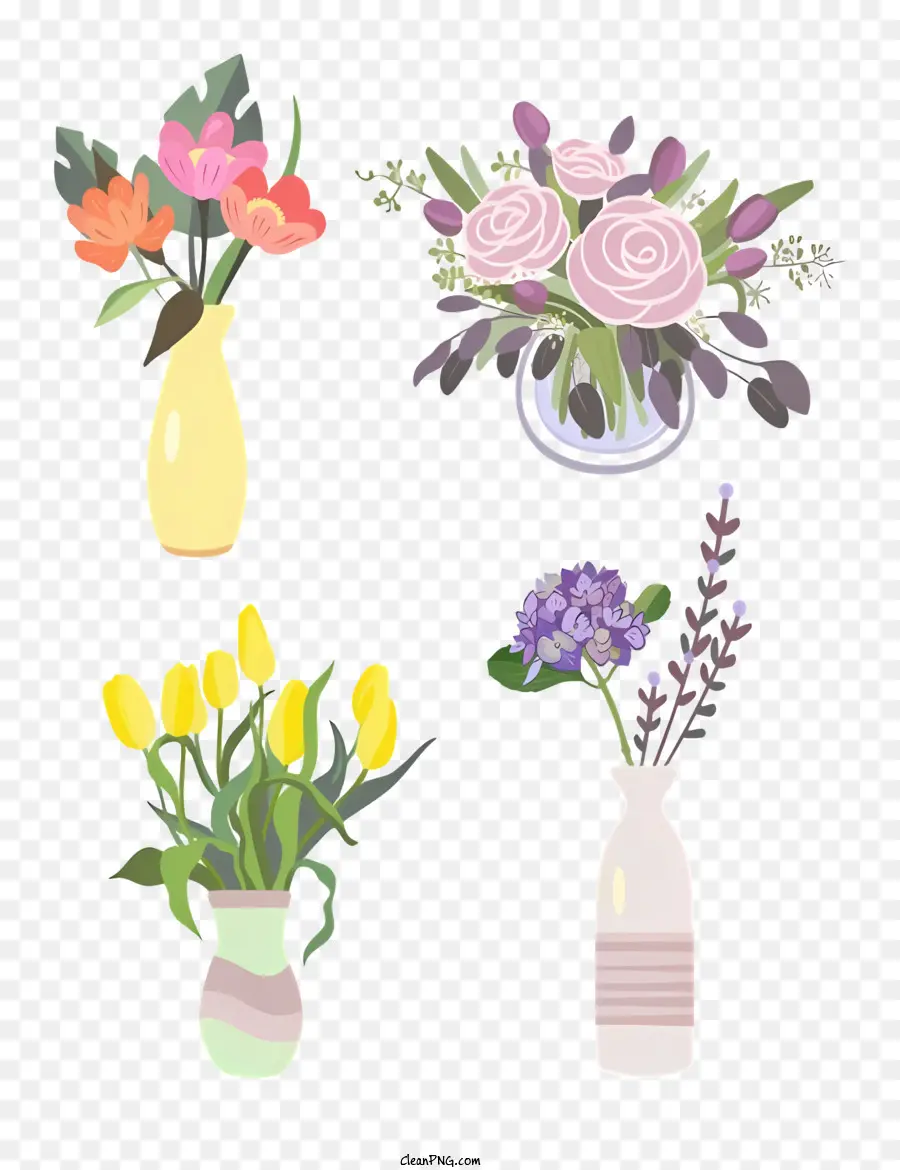 Compositions Florales，Vases à Fleurs PNG