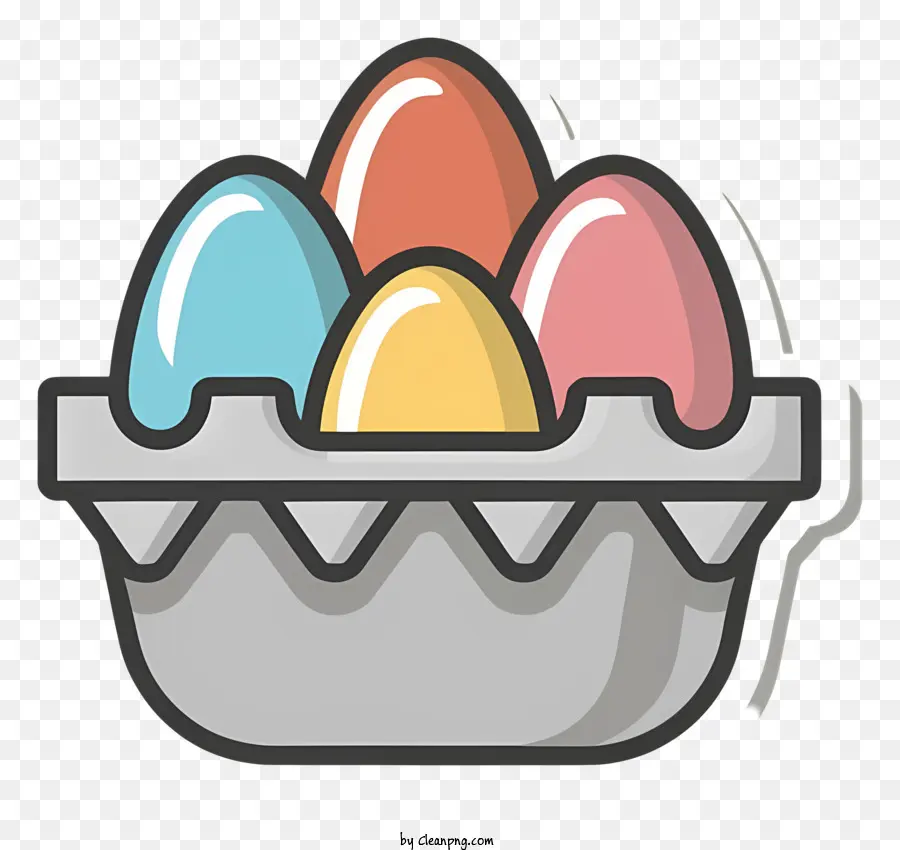 Carton D'oeufs，Oeufs Colorés PNG