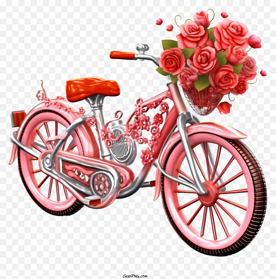 Rose De Vélos，Panier De Roses PNG
